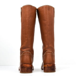 Free People Women Blaze Pull On Brown Leather Block Heel Knee Boots sz 8