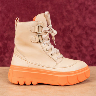 Sorel Women Caribou X Lace-up Waterproof Orange Cream Leather Platform Boots 9.5