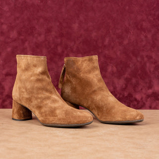 AGL Women Veta Brown Suede Dress Office Back Zip Ankle Boots 7US EUR 37.5
