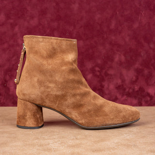 AGL Women Veta Brown Suede Dress Office Back Zip Ankle Boots 7US EUR 37.5