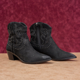 Dolce Vita Women Solow Black Suede Cowgirl Leather Studded Ankle Boots sz 8