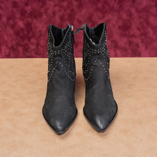 Dolce Vita Women Solow Black Suede Cowgirl Leather Studded Ankle Boots sz 8