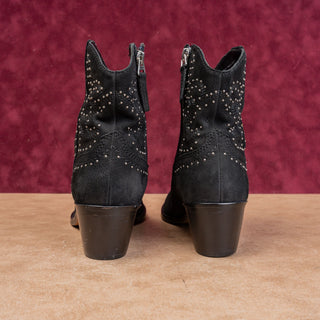 Dolce Vita Women Solow Black Suede Cowgirl Leather Studded Ankle Boots sz 8