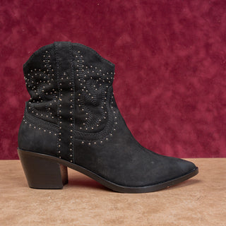 Dolce Vita Women Solow Black Suede Cowgirl Leather Studded Ankle Boots sz 8