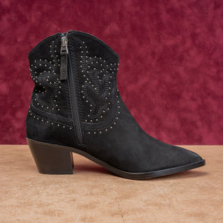 Dolce Vita Women Solow Black Suede Cowgirl Leather Studded Ankle Boots sz 8