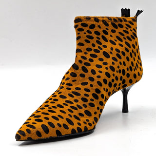 AGL Women Leopard Print Leather Zip Pointy Toe Boots size 6.5-7US EUR 37