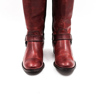 Frye Women Melissa Harness Inside Zip Leather Cognac Moto Riding Boots size 6.5M