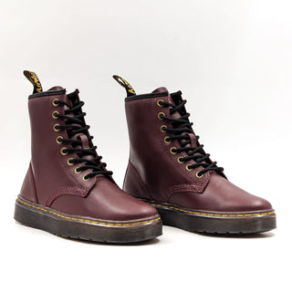 Dr Martens Unisex Zavala Red Cherry Leather Lace-up Flat Combat boots M5 W6