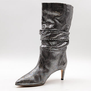 Paris Texas Slouchy Metallic Python Pointy Toe Boots 60mm sz 6.5US 37EUR