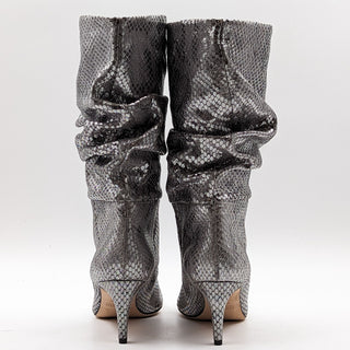 Paris Texas Slouchy Metallic Python Pointy Toe Boots 60mm sz 6.5US 37EUR