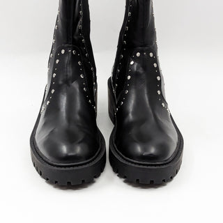 Zara Women Studded Gothic Black Vegan Leather Punk Slip Chelsea Boots 9US EUR 40