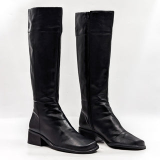 Bandolino Quiles Vintage Y2K Retro Black Leather Square Toe Boots sz 6.5