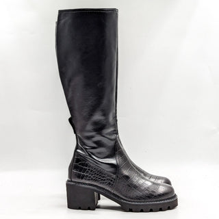 Paul Green Women Miller Black Leather Lug Sole Fashion Tall Boots sz 6US AUS 3.5