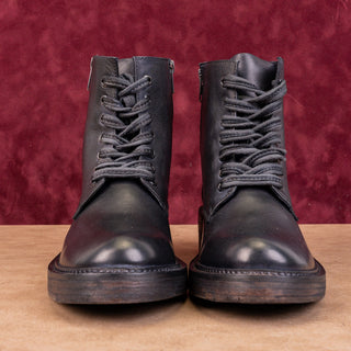 Vintage Foundry Women Allison Burnished Black Leather Lace-up Combat Boots sz 8