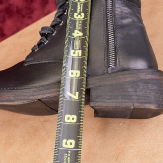 Vintage Foundry Women Allison Burnished Black Leather Lace-up Combat Boots sz 8