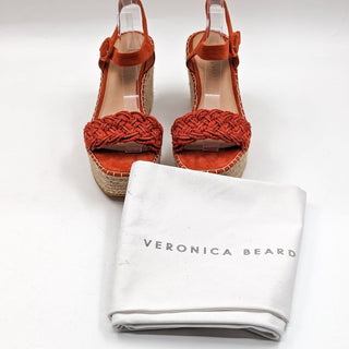 Veronica Beard Women Reema Coral Red Espadrille Suede Buckle Sandals size 10