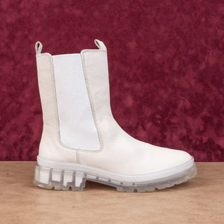 Ara Women Dover White Cream Leather Zip Lug Ankle Chelsea Boots sz 9US UK7