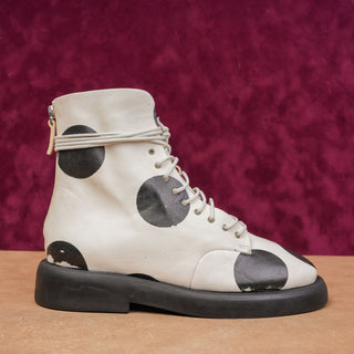 Marsell Women Gomello Polka Dots Fashion Combat Leather Boots sz 7US EUR37