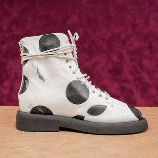 Marsell Women Gomello Polka Dots Fashion Combat Leather Boots sz 7US EUR37