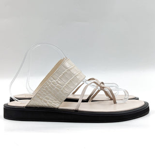 Paris Texas Women Brooklyn Single Toe Strap Leather Ivory Sandals sz 11US EUR 41