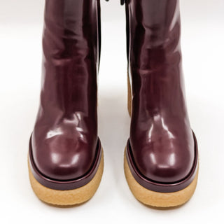 Chloe Women Kurtys Burgundy Leather Retro Chunky Platform Boots sz 9US EUR 39