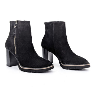 Paul Green Women Sloane Western Black Suede Heeled Zip Boots size 9.5 US AUS 7