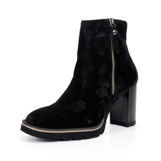 Paul Green Women Sloane Western Black Suede Heeled Zip Boots size 9.5 US AUS 7