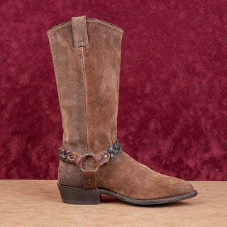 Frye Women Harness Western Cowboy Brown Distress Cottage Boho Boots sz 8.5