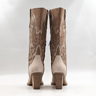 Dolce Vita Wmn Blanch Western Cowgirl Light Ivory Beige Suede Tall Boots Sz 8.5