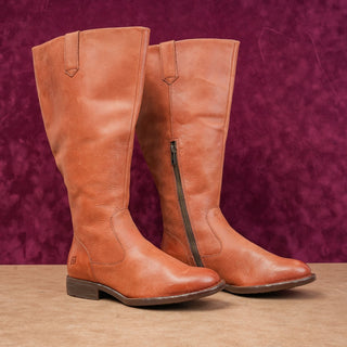 Born Women Shaunie Brown Wide Calf Cognac Leather Riding Boots sz 6