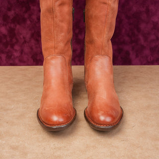 Born Women Shaunie Brown Wide Calf Cognac Leather Riding Boots sz 6