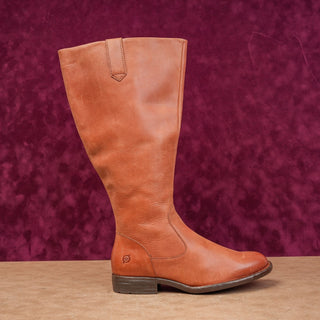 Born Women Shaunie Brown Wide Calf Cognac Leather Riding Boots sz 6