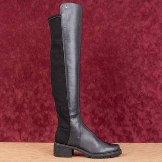 Stuart Weitzman Women Alina Black Leather Stretch OTK Fashion Boots 5.5US EUR36