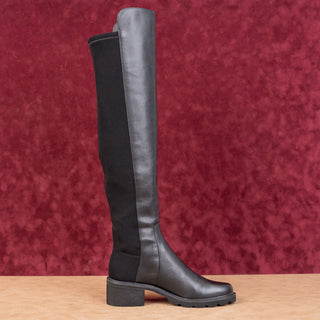 Stuart Weitzman Women Alina Black Leather Stretch OTK Fashion Boots 5.5US EUR36