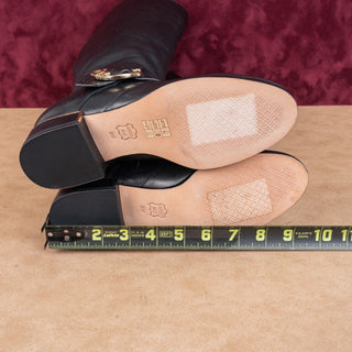 Tory Burch Women Sofia Black Leather Buckle Equestrian Riding Tall Boots sz 5