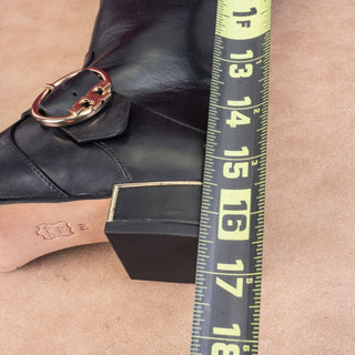 Tory Burch Women Sofia Black Leather Buckle Equestrian Riding Tall Boots sz 5