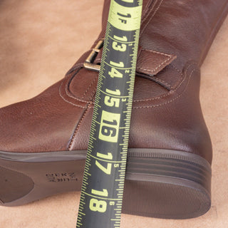 Naturalizer Women Jessie Strap Zip Brown Leather Buckle Riding Boots Size 8