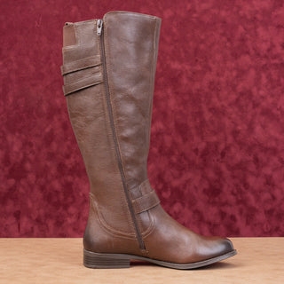 Naturalizer Women Jessie Strap Zip Brown Leather Buckle Riding Boots Size 8