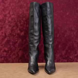 Steve Madden Wmn Night Party Boho Pointy toe Leather Slip-on Knee Boots sz 8.5