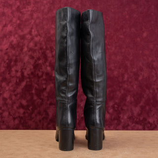 Steve Madden Wmn Night Party Boho Pointy toe Leather Slip-on Knee Boots sz 8.5