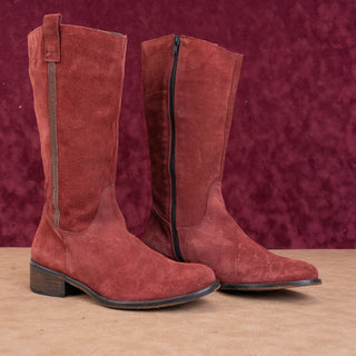 Jeffrey Campbell Ibiza Riding Boots Burgundy Suede Vintage Y2K Womens Sz 10.5