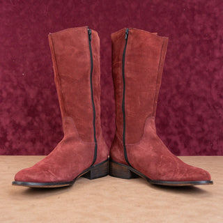 Jeffrey Campbell Ibiza Riding Boots Burgundy Suede Vintage Y2K Womens Sz 10.5