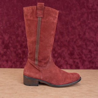 Jeffrey Campbell Ibiza Riding Boots Burgundy Suede Vintage Y2K Womens Sz 10.5