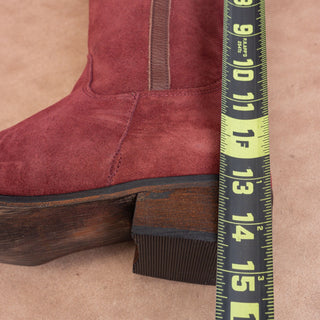 Jeffrey Campbell Ibiza Riding Boots Burgundy Suede Vintage Y2K Womens Sz 10.5