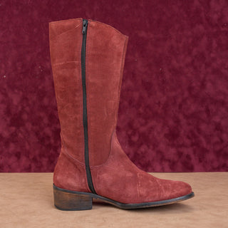 Jeffrey Campbell Ibiza Riding Boots Burgundy Suede Vintage Y2K Womens Sz 10.5
