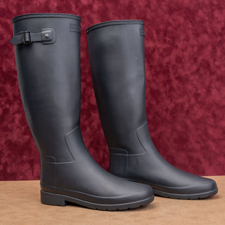 Hunter Women Original Refined Festival Ash Black Wellies Rain Rubber Boots 9US EUR40