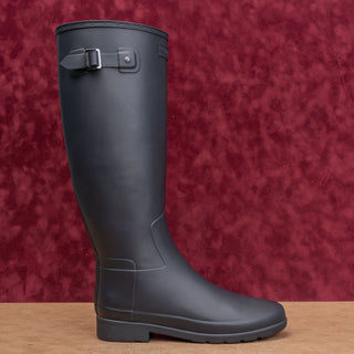 Hunter Women Original Refined Festival Ash Black Wellies Rain Rubber Boots 9US EUR40