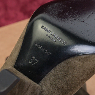 Saint Laurent Niki 85mm Green Suede Logo Heel Ankle Fold Boots 6.5US EUR37
