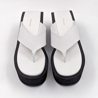 Frame Paris Women Le Ocean White Leather Y2K Retro Sandals Size 9.5US EUR 39.5