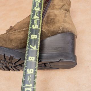 Aquatalia Women Chance Brown Suede Lace-up Zip Wedge Ankle boots sz 9.5